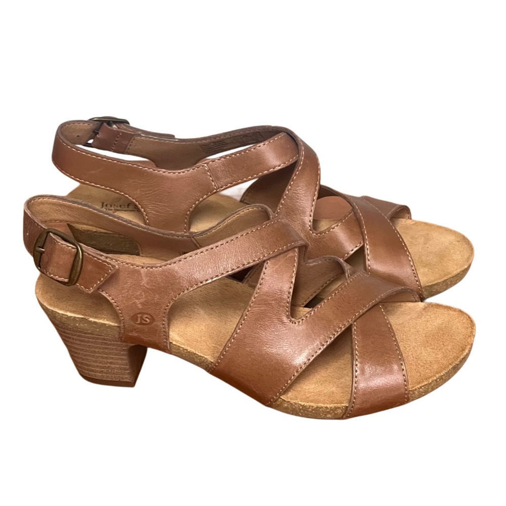 Josef Seibel Leather Strappy Sandals with Buckle Size 6-6.5